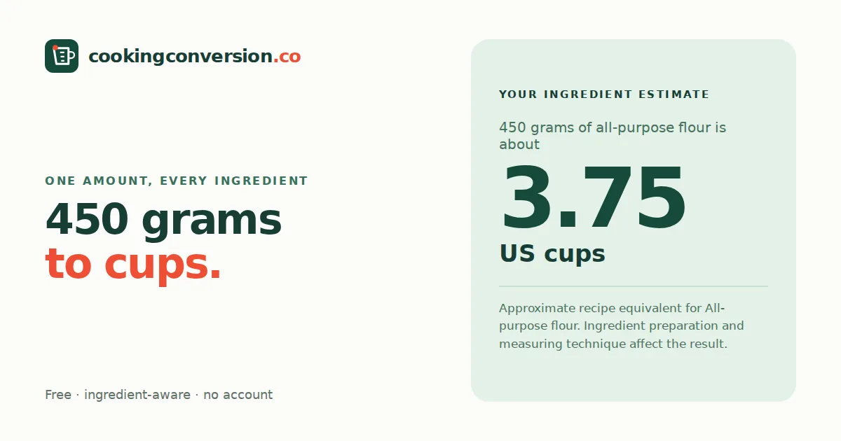 450 grams of all-purpose flour is about 3.75 US cups