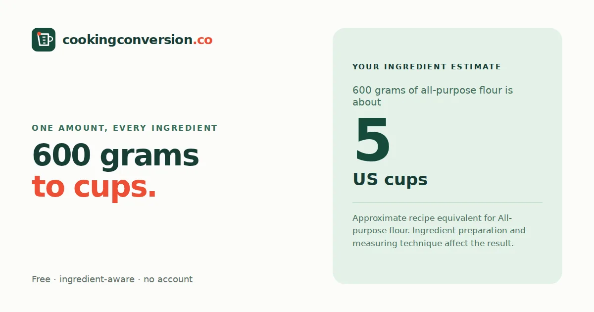 600 grams of all-purpose flour is about 5 US cups